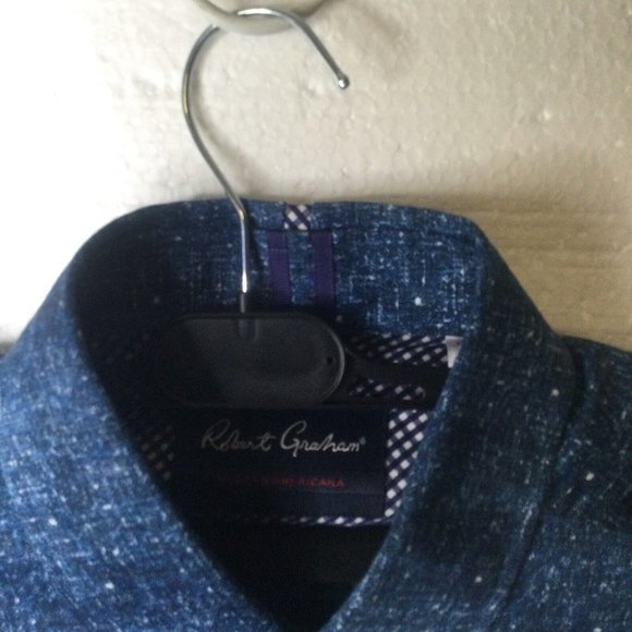 Robert Graham Shirt Mens Button Down Long Sleeve Large Blue W/purple Speckles - Picture 4 of 7